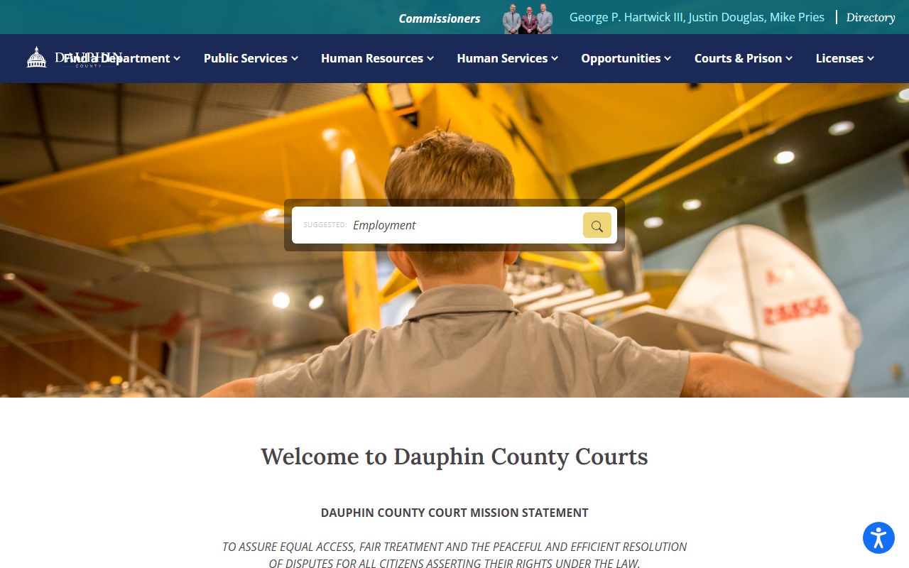 Dauphin County court records courts landing page
