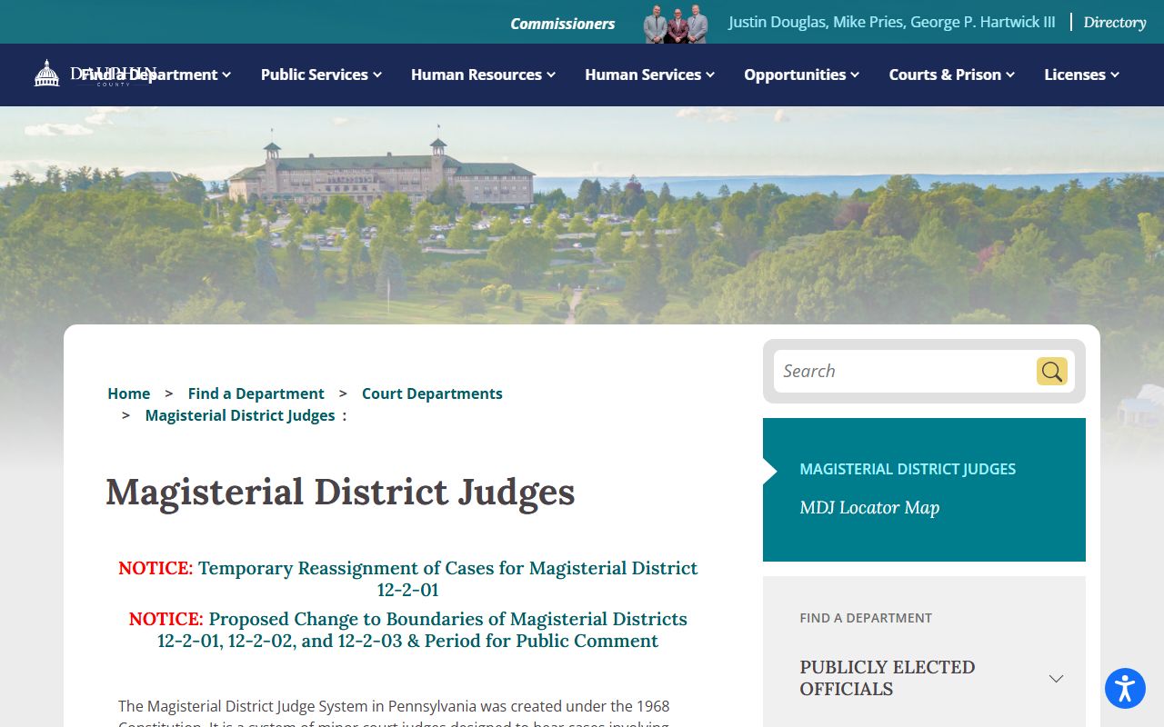 Dauphin County court records Magisterial District Judge directory