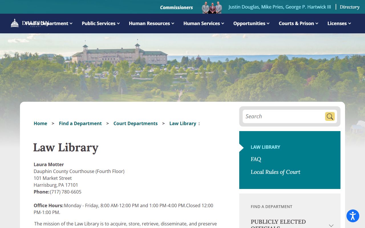 Dauphin County court records Law Library page