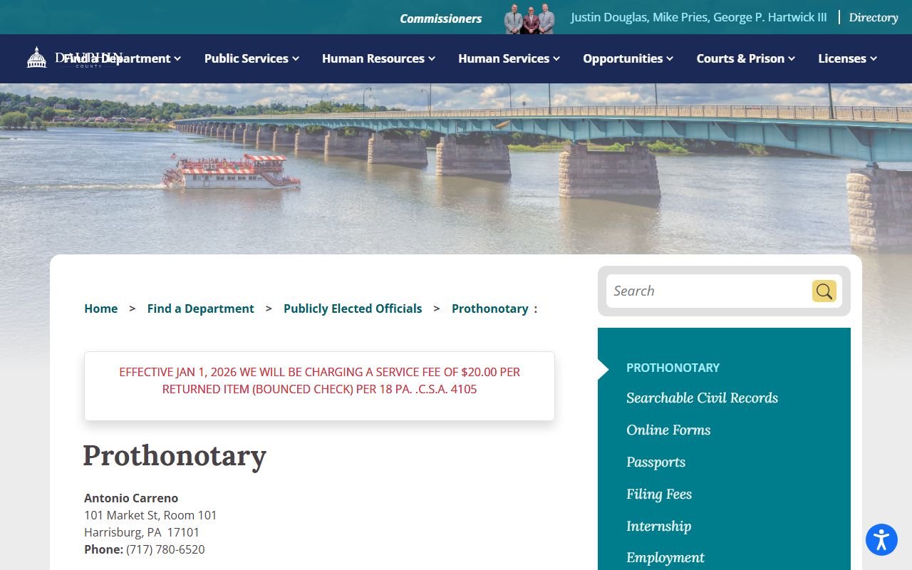 Dauphin County Prothonotary office page