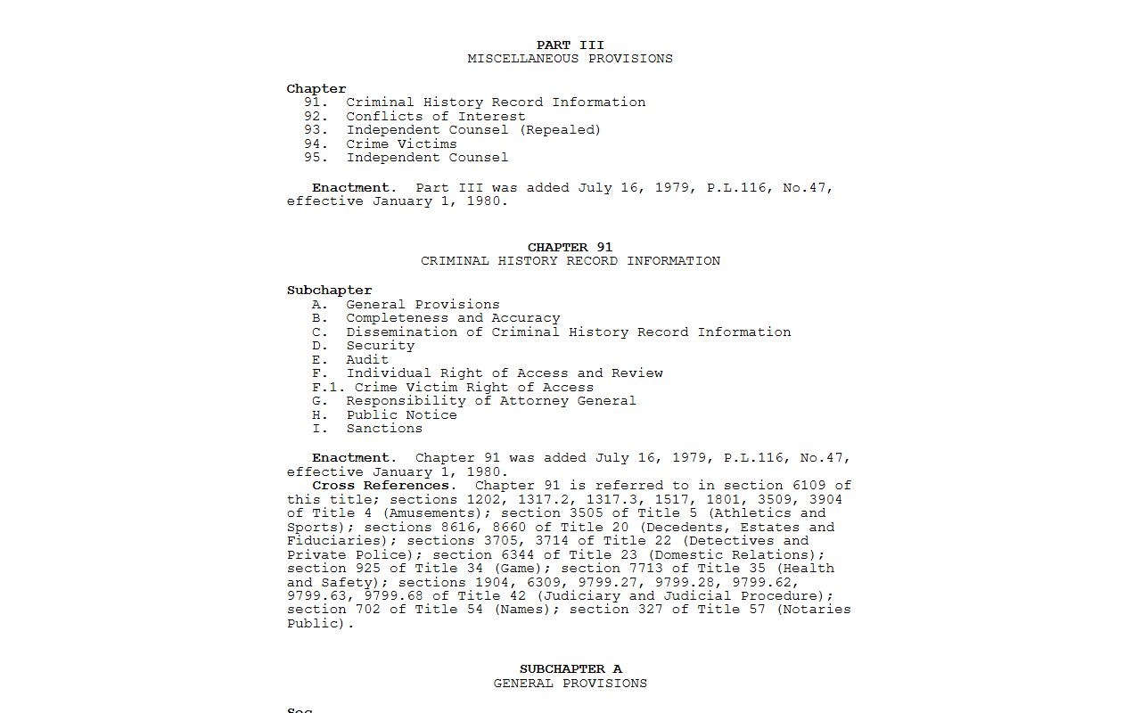 Dauphin County court dockets criminal history record information chapter