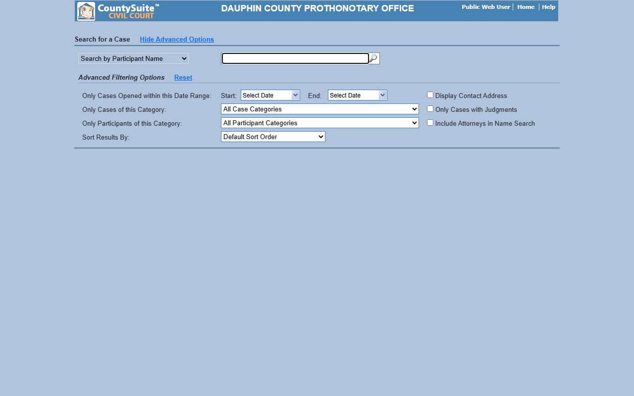 Dauphin County court records civil case search portal