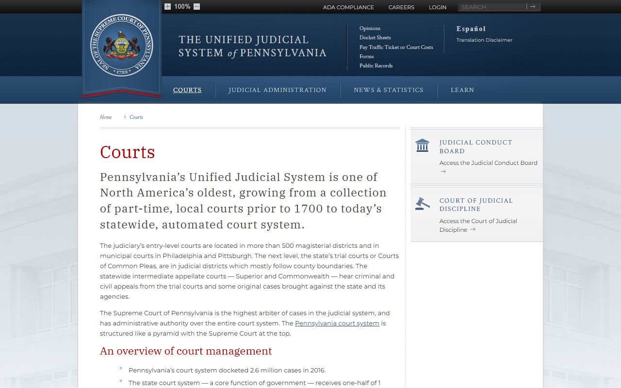 Dauphin County court records Pennsylvania court hierarchy page