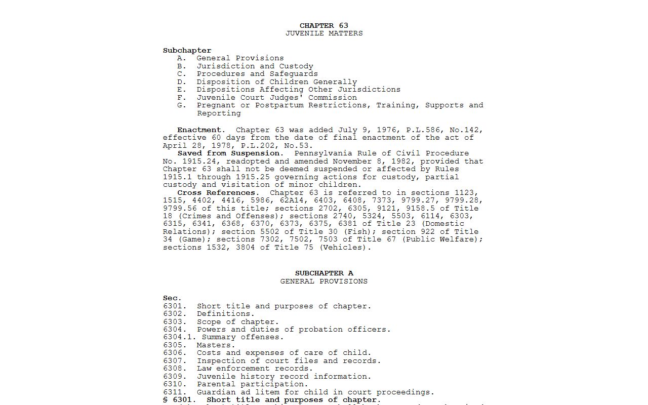 Dauphin County arrest records Pennsylvania Juvenile Act statute