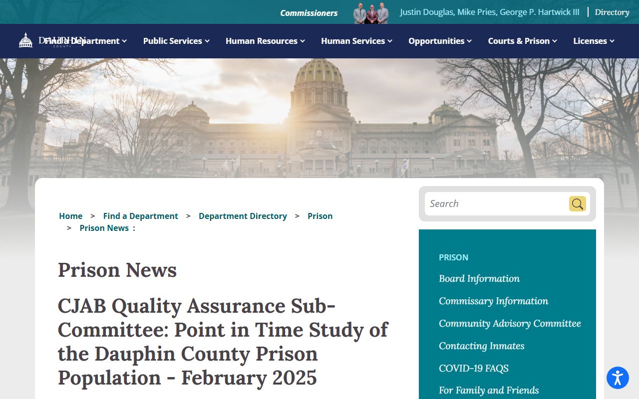 Dauphin County inmate population prison population study news item