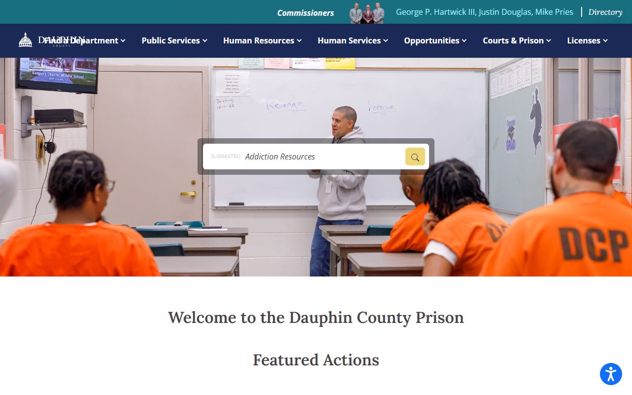 Dauphin County inmate records prison page with inmate lookup