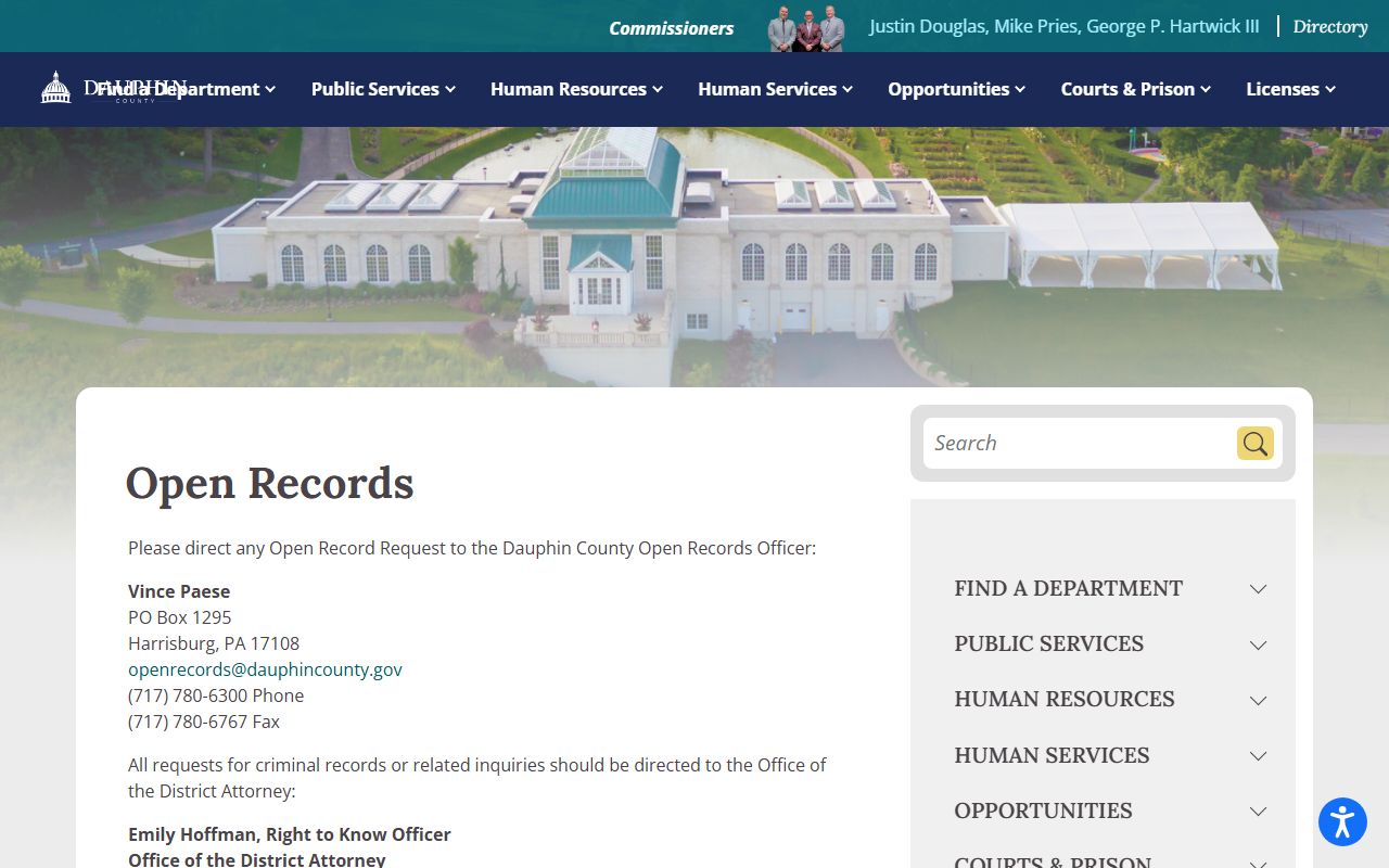 Dauphin County Orphans' Court records county open records page